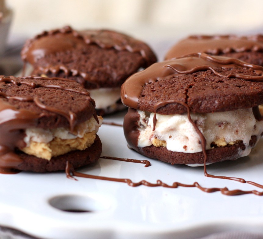 ChocolateDipped Ice Cream Sandwiches Recipe — Dishmaps